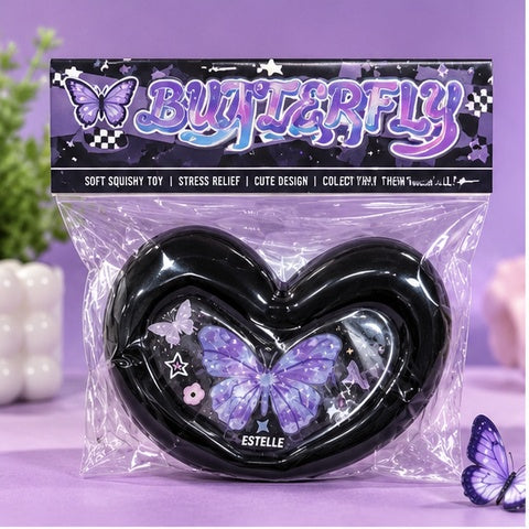 Black Heart-Shaped Butterfly Mini Purse
