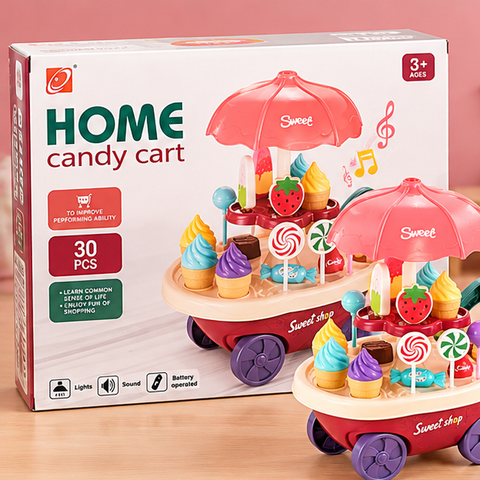 30-Piece Home Candy Cart Pretend Play Set