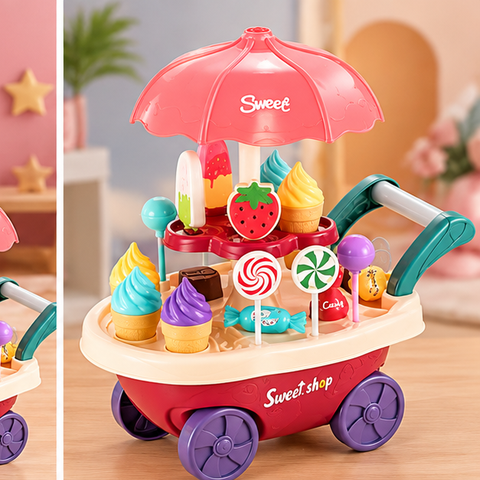 30-Piece Home Candy Cart Pretend Play Set