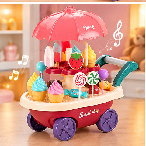 30-Piece Home Candy Cart Pretend Play Set