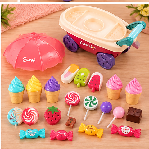 30-Piece Home Candy Cart Pretend Play Set