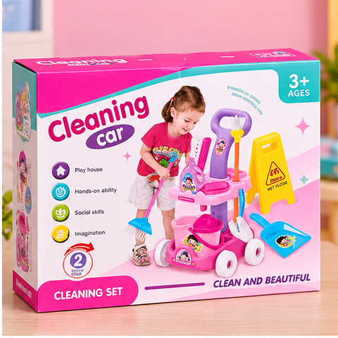 Kids Pretend Cleaning Trolley Play Set
