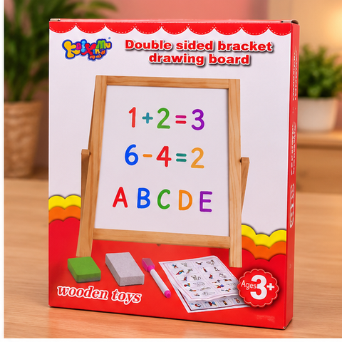 Double-Sided Wooden Easel Drawing Board for Kids – Ages 3+