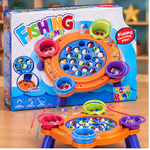 Kids Fishing Game with Rotating Pond Board and Tripod