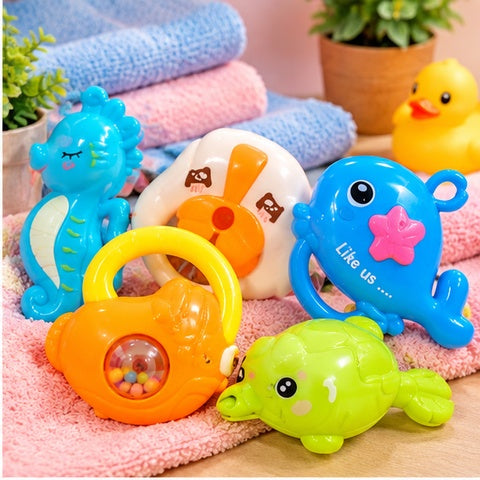 Cute Baby Animal Rattle and Ring Toy Set