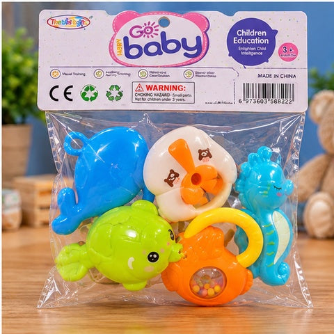 Cute Baby Animal Rattle and Ring Toy Set