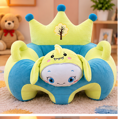 Crown-Back Plush Character Floor Seat