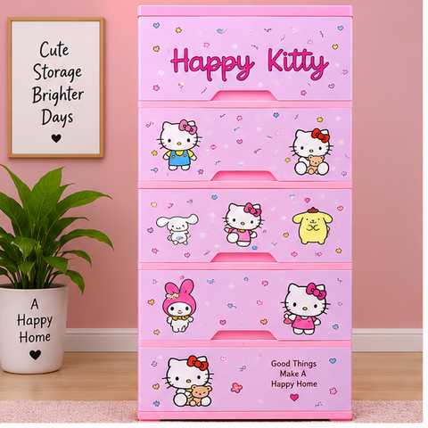 Blue Flower Wardrobe Cabinet with Lower Drawers