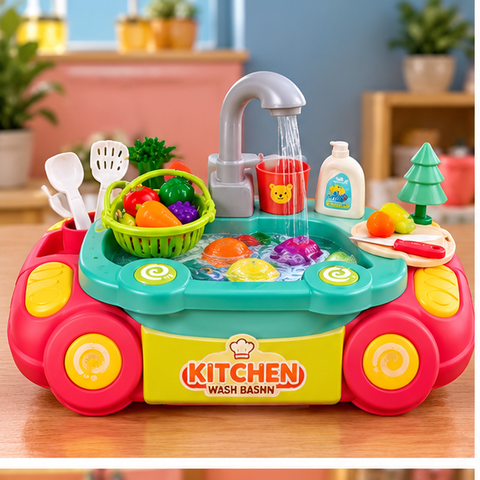 Kids Kitchen Wash Basin – Pretend Dishwashing Sink Playset