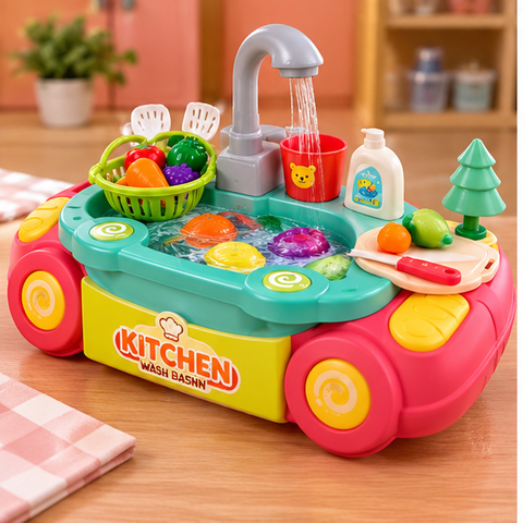 Kids Kitchen Wash Basin – Pretend Dishwashing Sink Playset