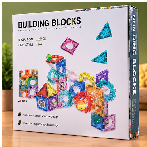 78-Piece Magnetic Building Blocks & Gear Construction Set