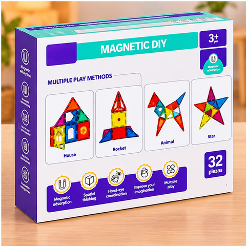 32-Piece Magnetic DIY Building Tiles Set