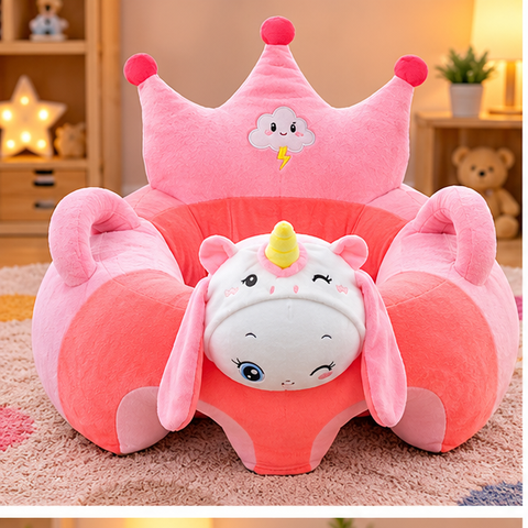 Crown-Back Plush Character Floor Seat