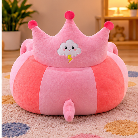 Crown-Back Plush Character Floor Seat
