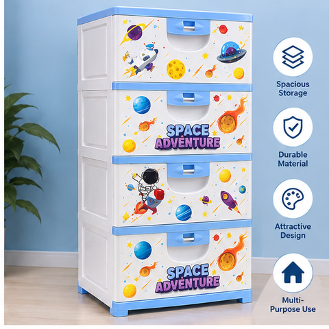 Space Adventure 5-Drawer Kids Storage Cabinet – Blue