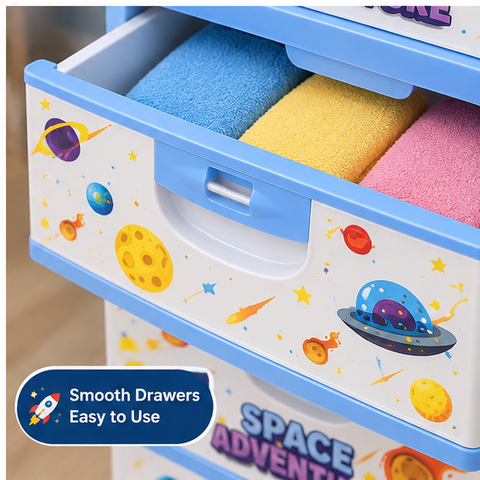 Space Adventure 5-Drawer Kids Storage Cabinet – Blue