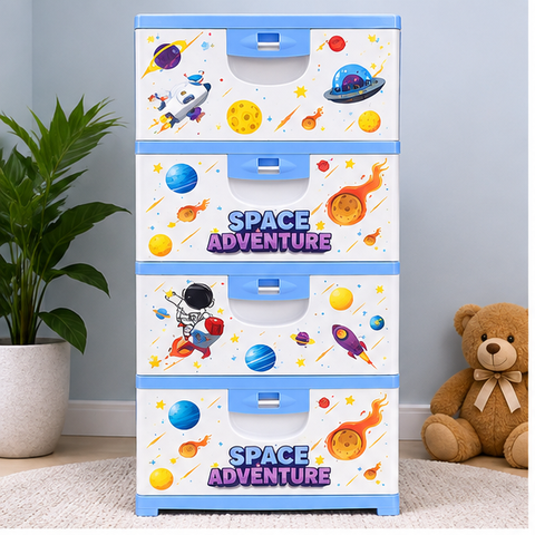 Space Adventure 5-Drawer Kids Storage Cabinet – Blue