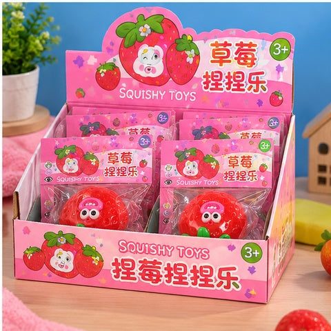 Smiling Strawberry Squishy Fidget Toy